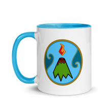 Load image into Gallery viewer, Blue/Gold trim volcano mug
