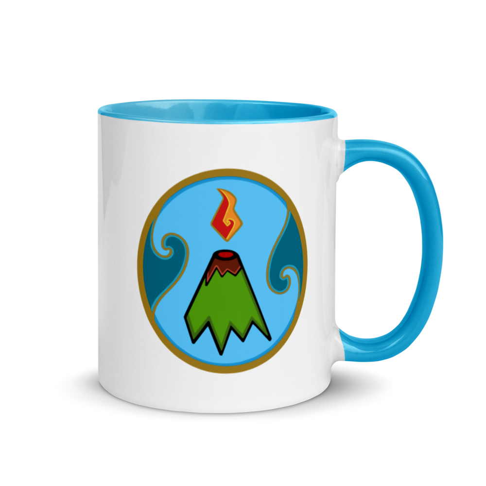 Blue/Gold trim volcano mug